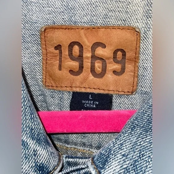 Unisex Gap Denim Gap Customized , Medium Wash Denim Icon Jean Jacket, Sz Large  - Picture 14 of 16